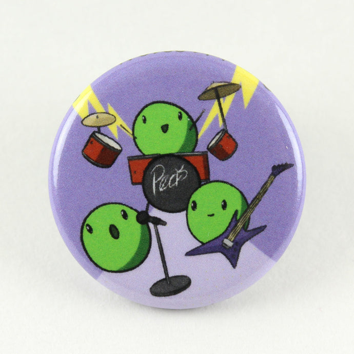 Button pin featuring the world famous pea band, The Peatles