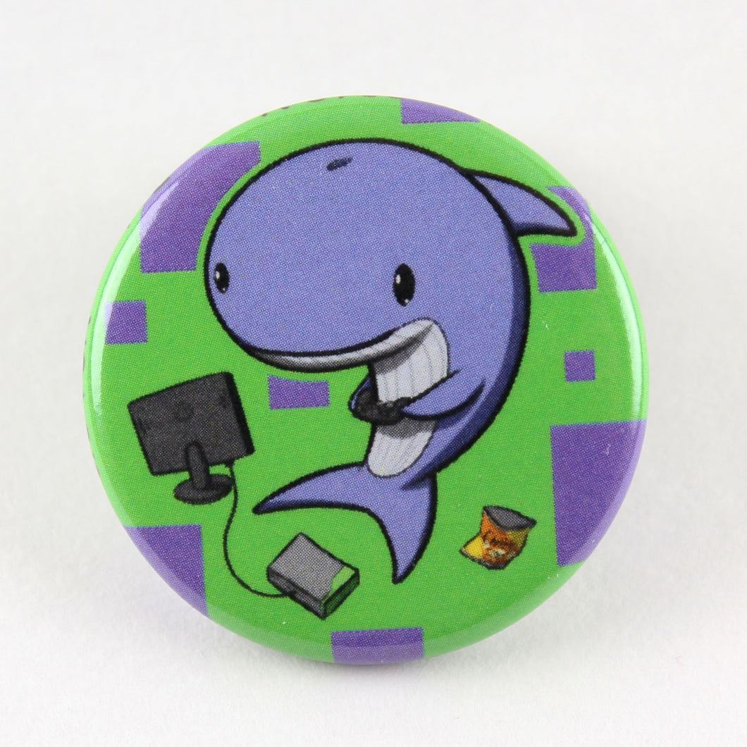 Gamer Whale button pin