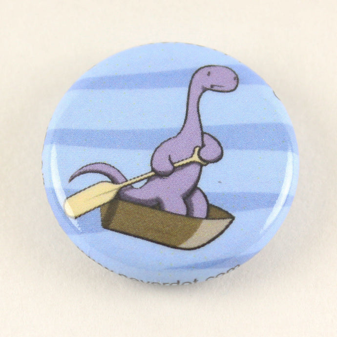 Rowing Brontosaurus magnet button