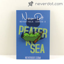 Peater at Sea enamel pin with awesome card back and Peater wearing a silly little sailor's hat